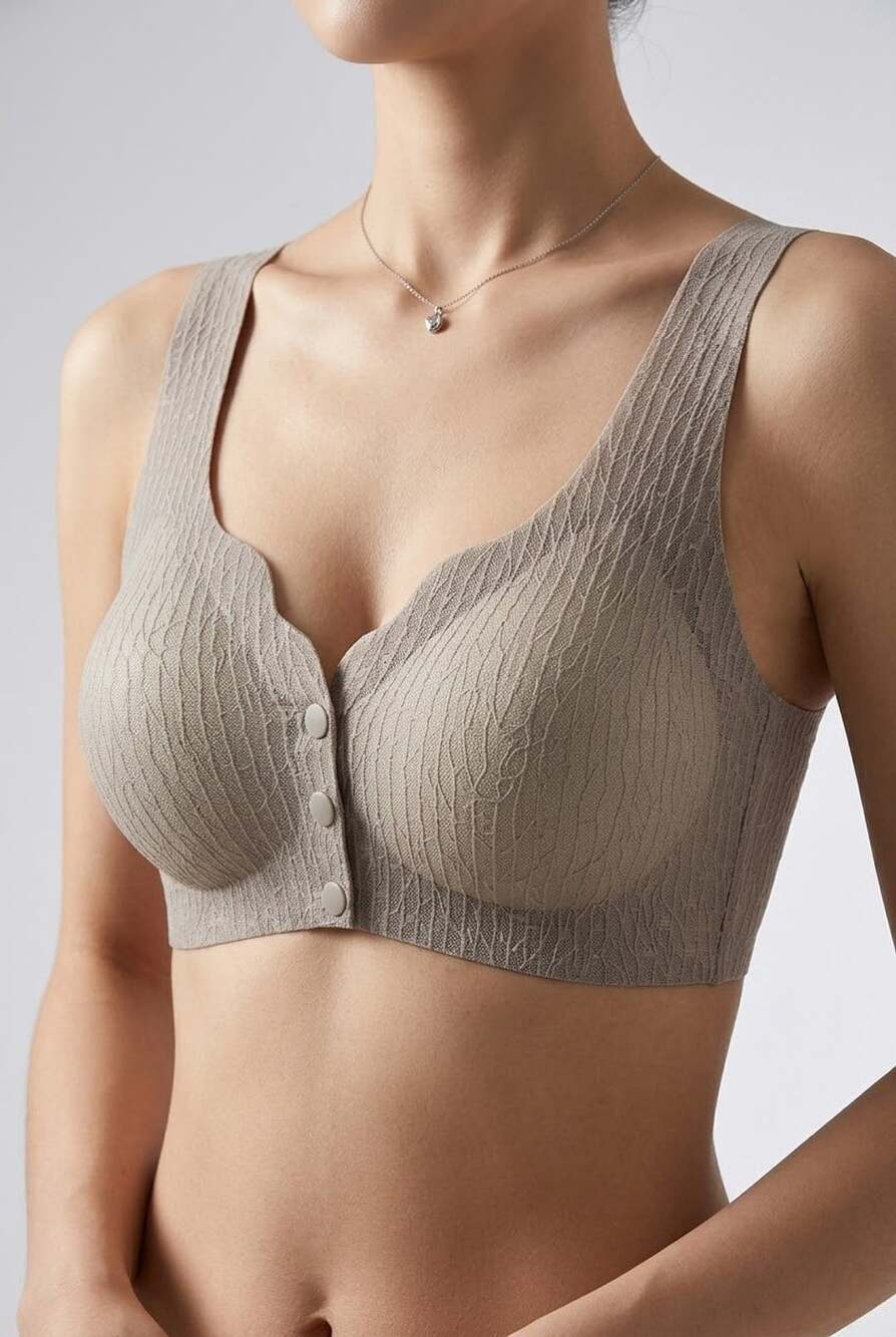 Nursing Bras for Breastfeeding Nursing Bra Front Snaps | XL | Beige